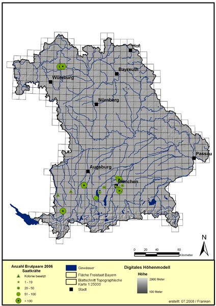 Verbreitungskarte Saatkrähe 2006